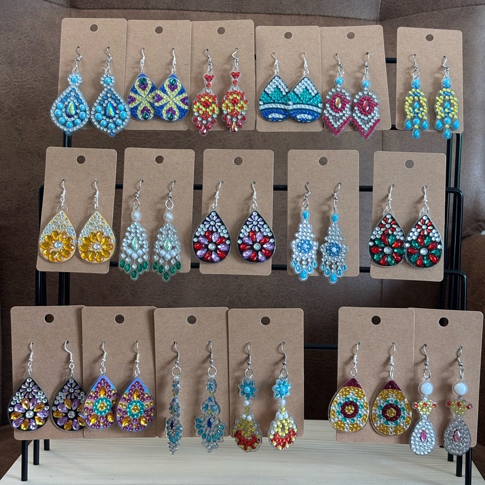 Handmade Colorful Diamond Earrings
